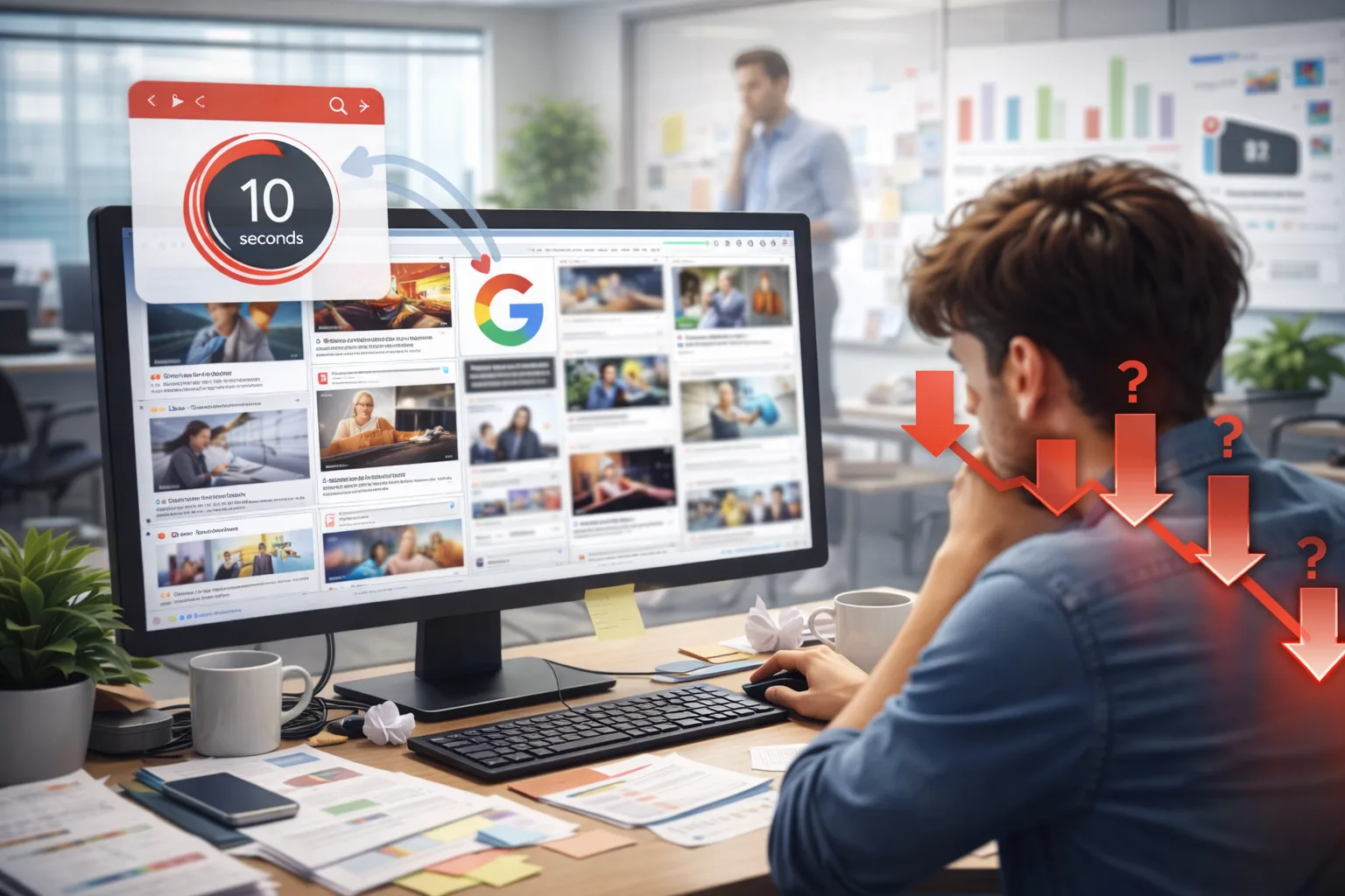 A cluttered web workspace making a fall