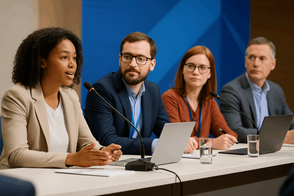 Experts sharing insights at industry conference panel