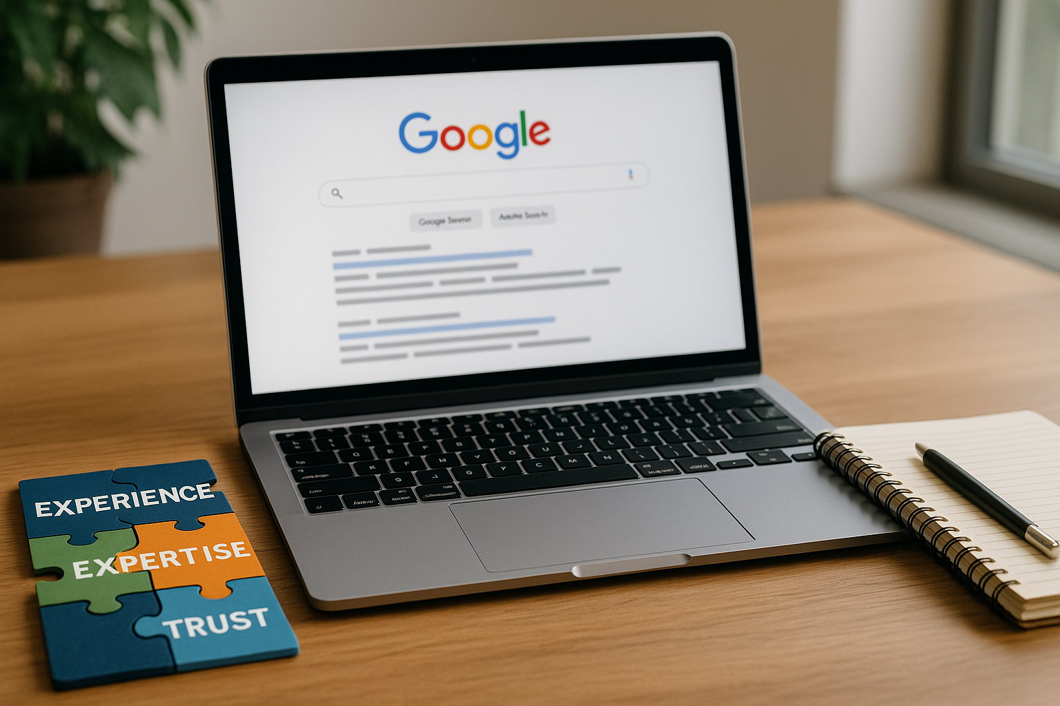 Authentic SEO workspace showing trust and expertise