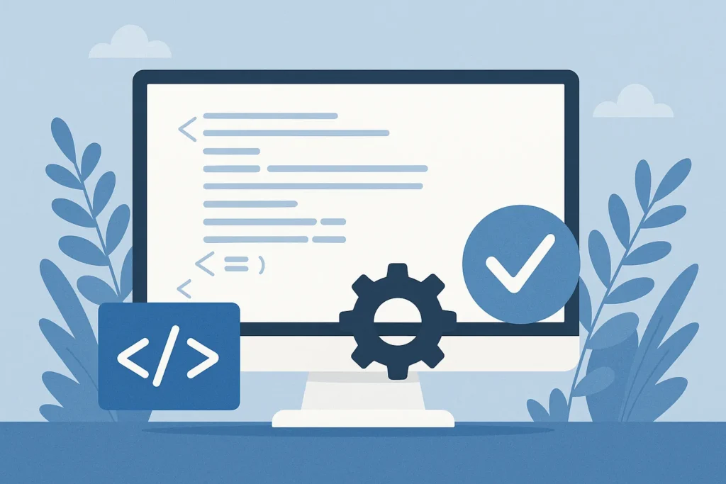 Clean code on computer screen for SEO